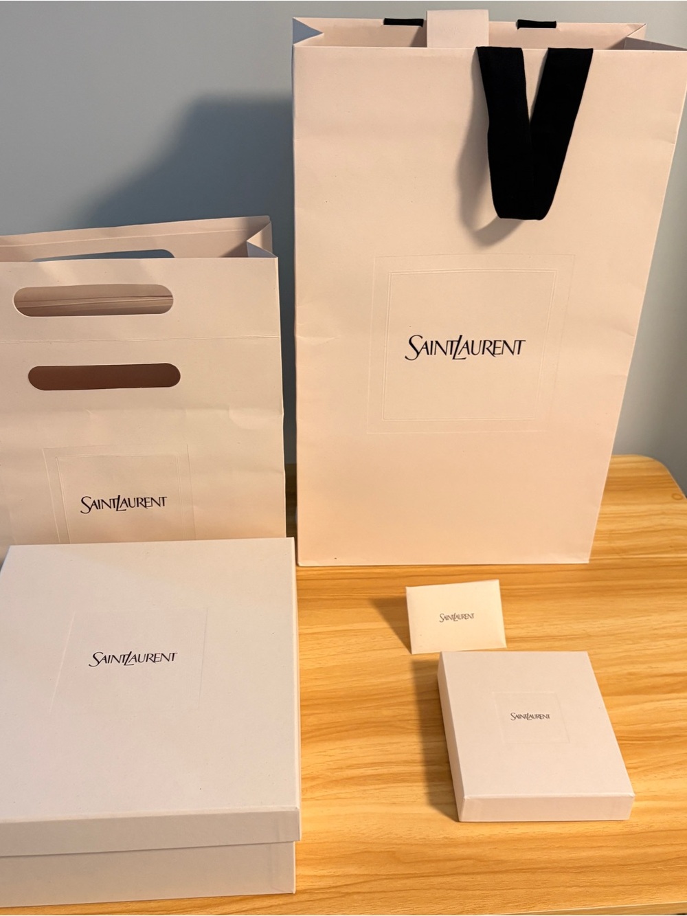 Saint Laurent 2 Paper Tote Bags, Two Boxes 1 Receipt Holder